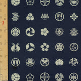 Hand-Printed Fancy Crests in Navy (Length) 1=0.25yard