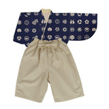 Hand-Printed Fancy Crests in Navy (Length) 1=0.25yard