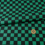 Double Gauze Cotton – Black & Green Ichimatsu Checker Pattern (Length) 1=0.25yard