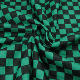 Double Gauze Cotton – Black & Green Ichimatsu Checker Pattern (Length) 1=0.25yard