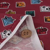 Jujutsu Kaisen Official Cotton Fabric – Dark Red Icon Pattern (Length) 1=0.25yard
