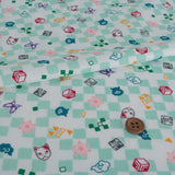 Double Gauze Cotton - Licensed Demon Slayer Checkerboard - Mint Green (Length) 1=0.25yard