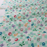 Double Gauze Cotton - Licensed Demon Slayer Checkerboard - Mint Green (Length) 1=0.25yard