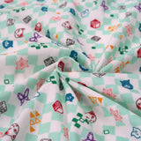 Double Gauze Cotton - Licensed Demon Slayer Checkerboard - Mint Green (Length) 1=0.25yard