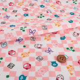 Double Gauze Cotton - Licensed Demon Slayer Checkerboard - Pink (Length) 1=0.25yard