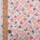 Double Gauze Cotton - Licensed Demon Slayer Checkerboard - Pink (Length) 1=0.25yard