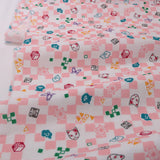 Double Gauze Cotton - Licensed Demon Slayer Checkerboard - Pink (Length) 1=0.25yard