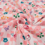 Double Gauze Cotton - Licensed Demon Slayer Checkerboard - Pink (Length) 1=0.25yard