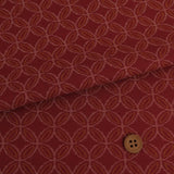 Ikat-Style Shippo Pattern - Dark Red (Length) 1=0.25yard