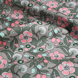 Imaginary Flowers - Pink on Light Gray (Length) 1=0.25yard