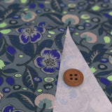 Imaginary Flowers - Blue on Gray (Length) 1=0.25yard