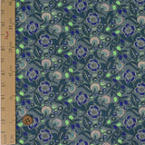 Imaginary Flowers - Blue on Gray (Length) 1=0.25yard