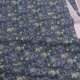 Imaginary Flowers - Blue on Gray (Length) 1=0.25yard