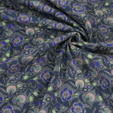 Imaginary Flowers - Blue on Gray (Length) 1=0.25yard