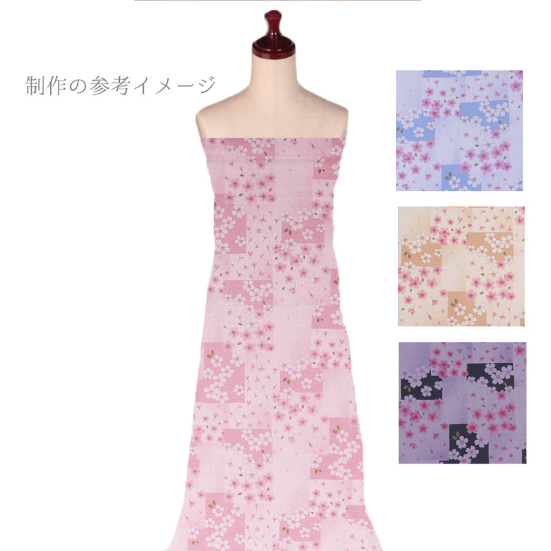 Cherry Blossoms on Square Shikishi Cards - Grayish Lavender (Length) 1＝0.25yard