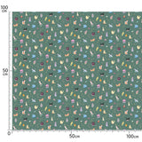 Cotton – Free-Spirited Colorful Cats, Green (Length) 1=0.25yard