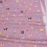 Cotton – Free-Spirited Colorful Cats, Dusty Pink (Length) 1=0.25yard