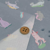 Cotton – Free-Spirited Colorful Cats, Gray (Length) 1=0.25yard