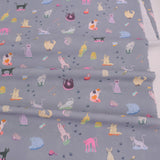 Cotton – Free-Spirited Colorful Cats, Gray (Length) 1=0.25yard