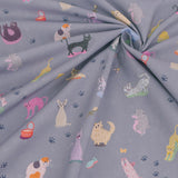 Cotton – Free-Spirited Colorful Cats, Gray (Length) 1=0.25yard