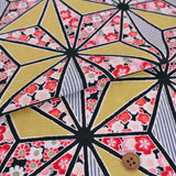 Small Flowers in Asanoha Star - Mustard Yellow (Length) 1=0.25yard