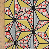 Small Flowers in Asanoha Star - Mustard Yellow (Length) 1=0.25yard