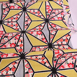 Small Flowers in Asanoha Star - Mustard Yellow (Length) 1=0.25yard