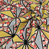 Small Flowers in Asanoha Star - Mustard Yellow (Length) 1=0.25yard