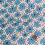 Cotton - Scattered Flower Lattice Pattern - Blue (Length) 1=0.25yard