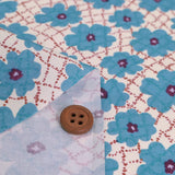 Cotton - Scattered Flower Lattice Pattern - Blue (Length) 1=0.25yard