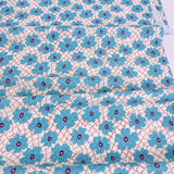 Cotton - Scattered Flower Lattice Pattern - Blue (Length) 1=0.25yard