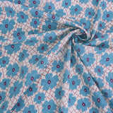 Cotton - Scattered Flower Lattice Pattern - Blue (Length) 1=0.25yard