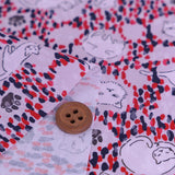 Cotton – Cats on a Dotted Background, Pearl Gray and Red (Length) 1=0.25yard