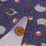 Cotton – Cats on a Dotted Background, Gray and Blue (Length) 1=0.25yard