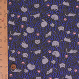 Cotton – Cats on a Dotted Background, Gray and Blue (Length) 1=0.25yard