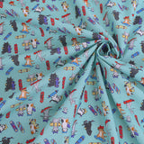 Cotton – Skateboarding Cats, Mint Blue (Length) 1=0.25yard