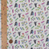Cotton – Skateboarding Cats, Ivory (Length) 1=0.25yard