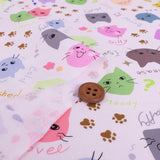 Cotton – Colorful Cat Faces, White (Length) 1=0.25yard