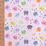 Cotton – Colorful Cat Faces, White (Length) 1=0.25yard
