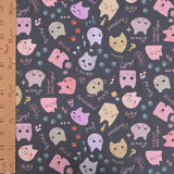 Cotton – Colorful Cat Faces, Gray (Length) 1=0.25yard