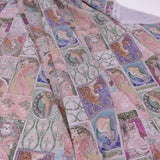 Cotton – Mucha-Inspired Cat Print, Pink Tones (Length) 1=0.25yard