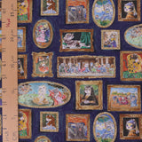 Cotton – Cats in a Masterpiece Art Gallery, Navy (Length) 1=0.25yard