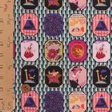 Cotton – Japanese Retro Modern Framed Art, Dark Teal (Length) 1=0.25yard