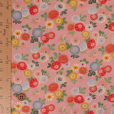 Japanese Cotton – Colorful Chrysanthemums, Dusty Pink (Length) 1=0.25yard