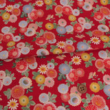 Japanese Cotton – Colorful Chrysanthemums, Red (Length) 1=0.25yard