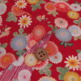 Japanese Cotton – Colorful Chrysanthemums, Red (Length) 1=0.25yard