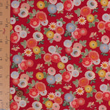 Japanese Cotton – Colorful Chrysanthemums, Red (Length) 1=0.25yard