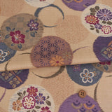 Japanese Cotton – Kasuri-Style Floral Rings, Beige (Length) 1=0.25yard