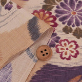 Japanese Cotton – Kasuri-Style Floral Rings, Beige (Length) 1=0.25yard