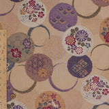 Japanese Cotton – Kasuri-Style Floral Rings, Beige (Length) 1=0.25yard